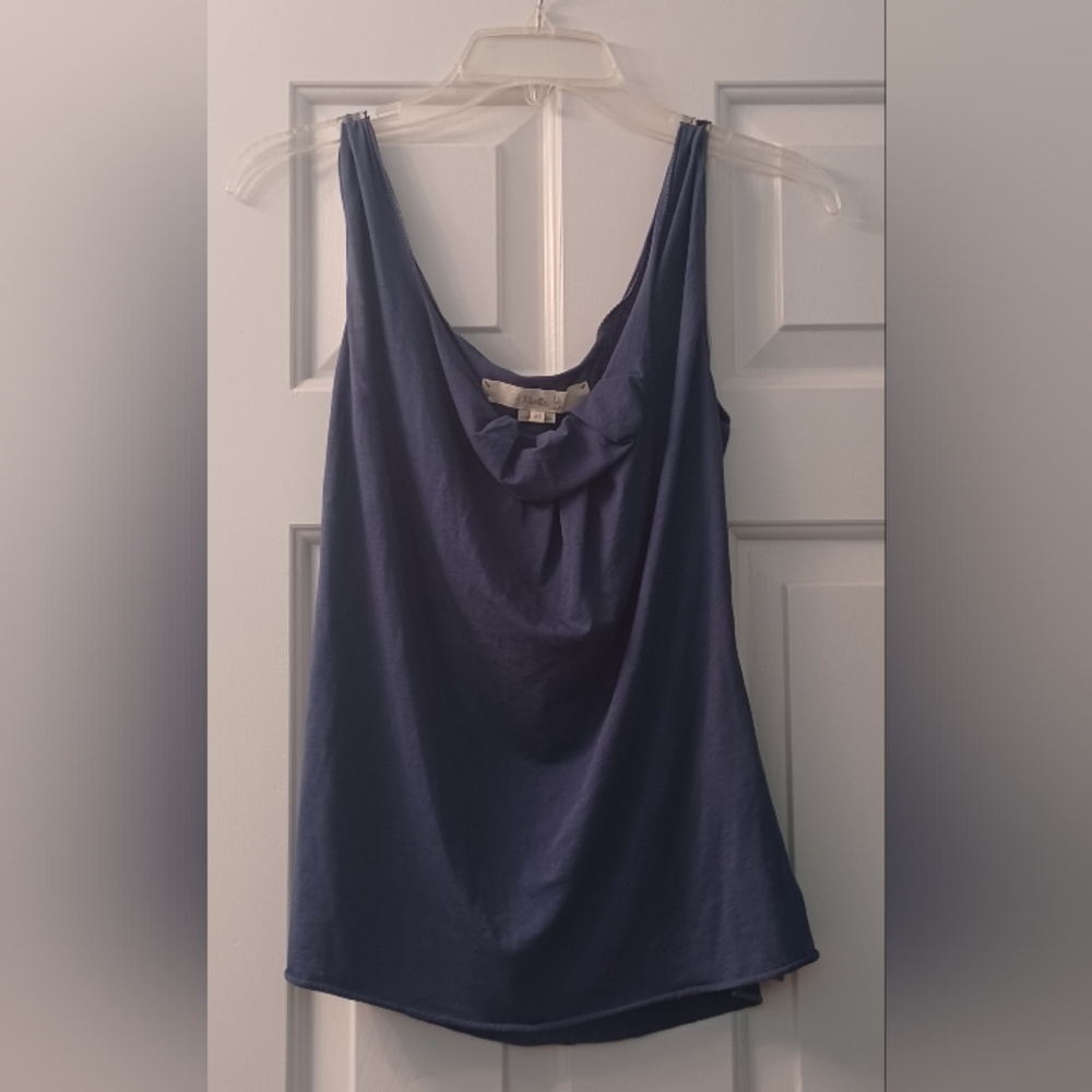 Hanii Y. Sz 40 Blue Gray Sleeveless Slouchy Rolled Neck Blouse Tee Top